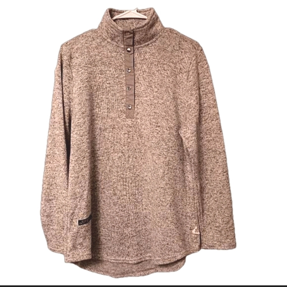 Simply Southern 1/4 Snap Pullover Gray Heather Long Sleeve Cozy Sweater Shirt XL